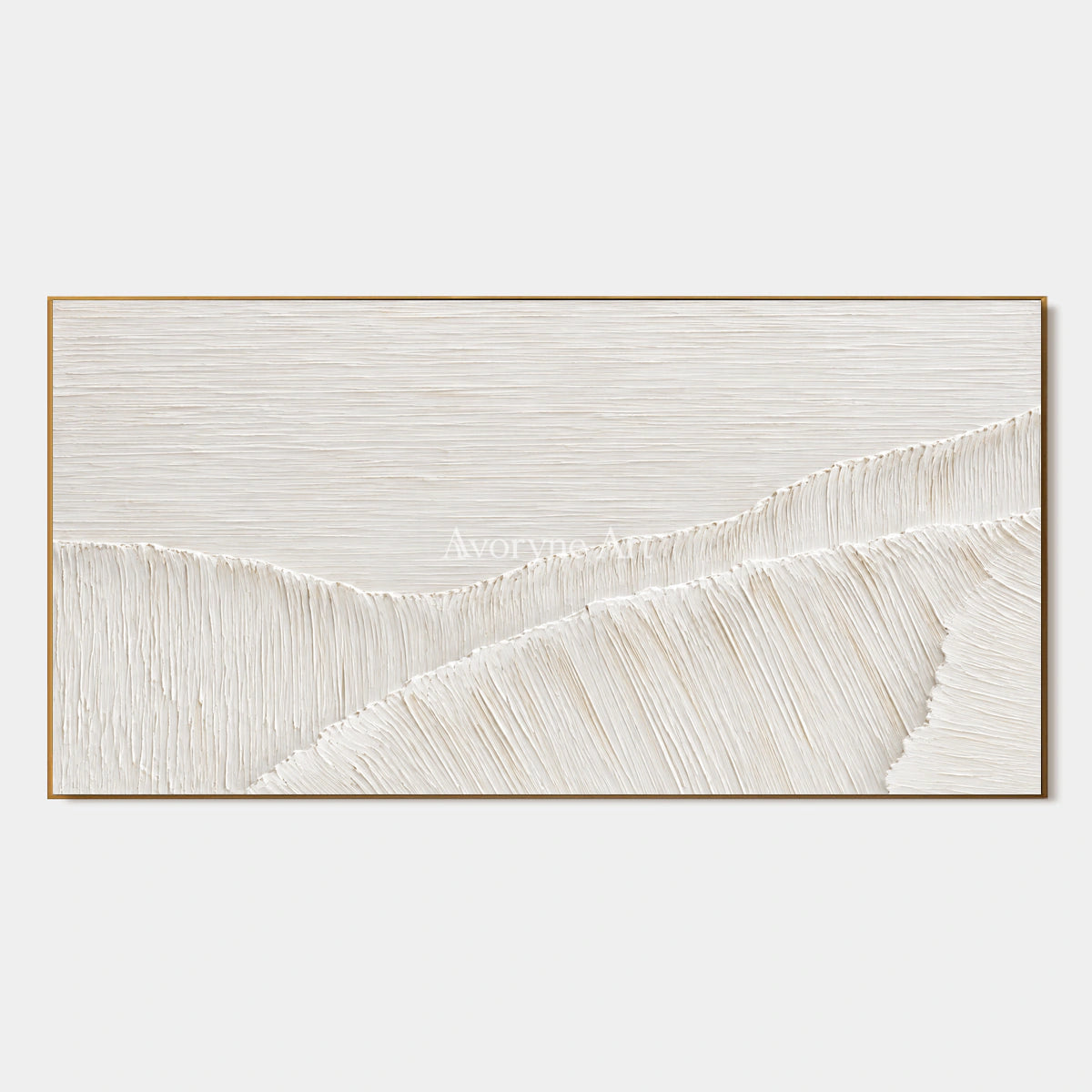 Ivory Current: White Panoramic Textured Art Wall Art — primary