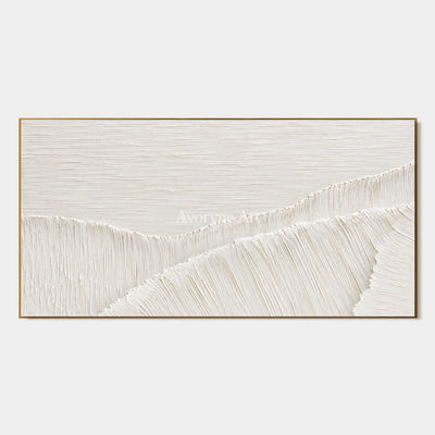 Ivory Current: White Panoramic Textured Art Wall Art — primary