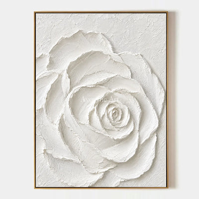 Rose in Chalk: White Rose Relief Wall Art — primary