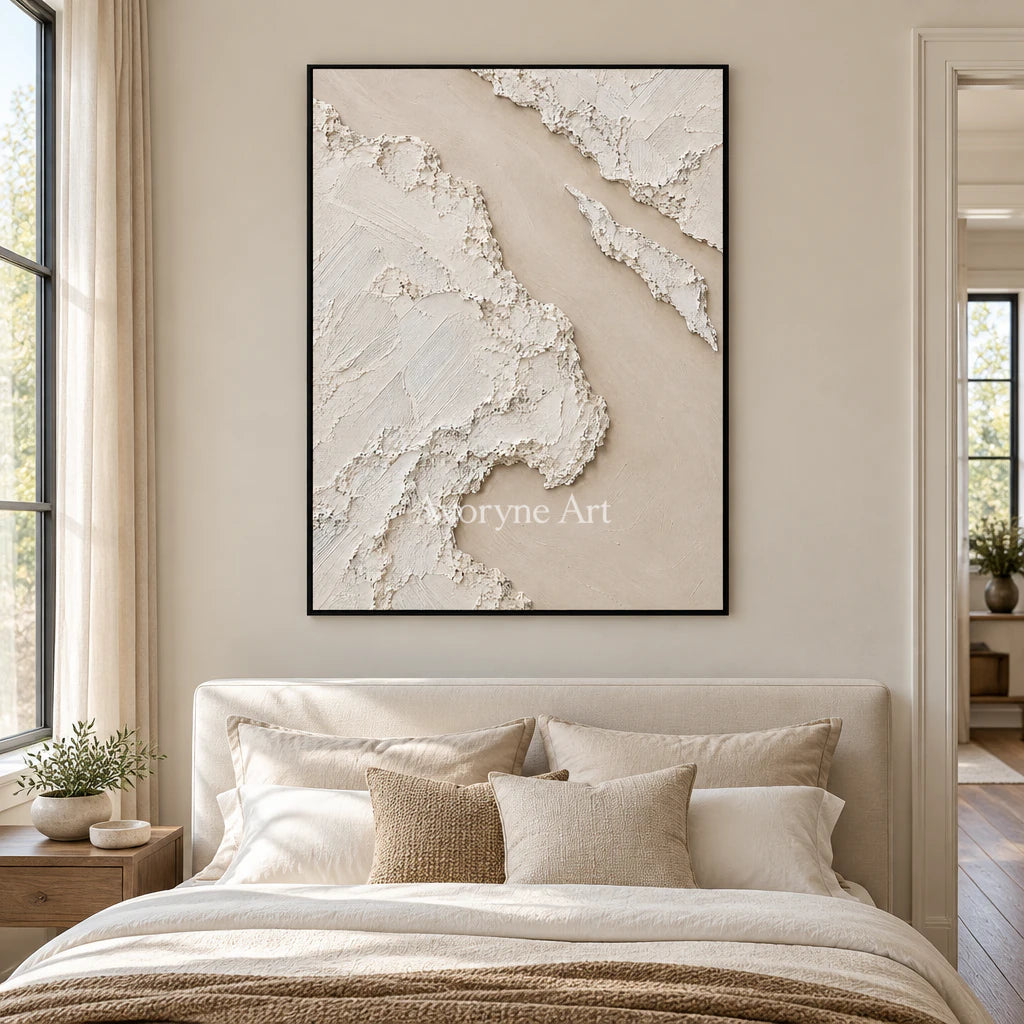 Weathered Passage: White Texture Abstract Wall Art — bedroom black