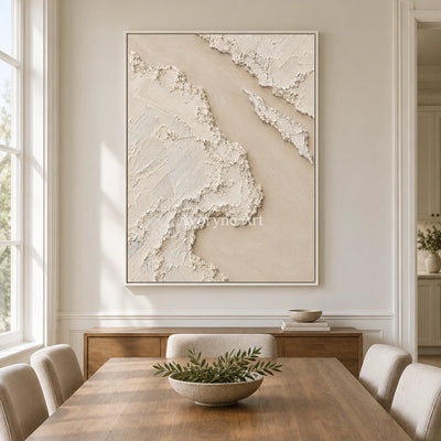 Weathered Passage: White Texture Abstract Wall Art — dining white