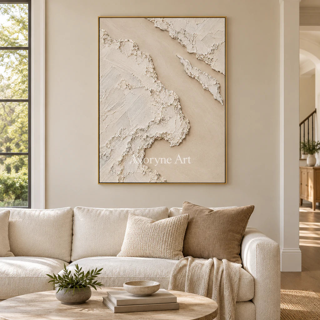 Weathered Passage: White Texture Abstract Wall Art — living gold