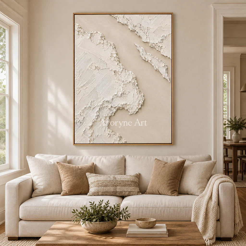 Weathered Passage: White Texture Abstract Wall Art — villa wood