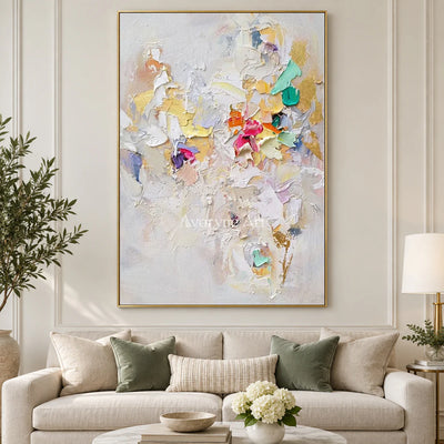 Pastel Fragments: White Textured Abstract Wall Art — living gold