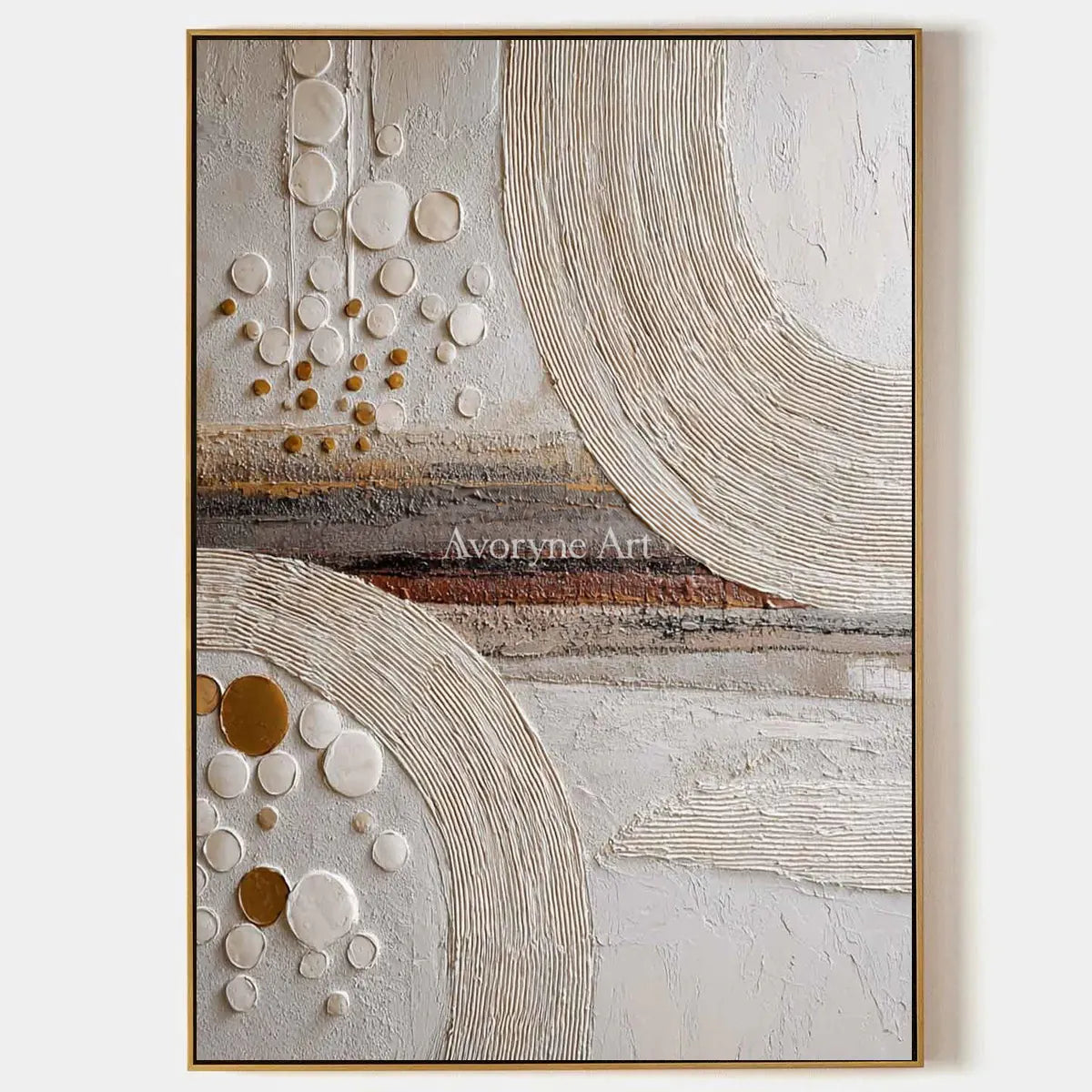 Circles Across Strata: White Textured Abstract Wall Art with Ridged Arcs — primary