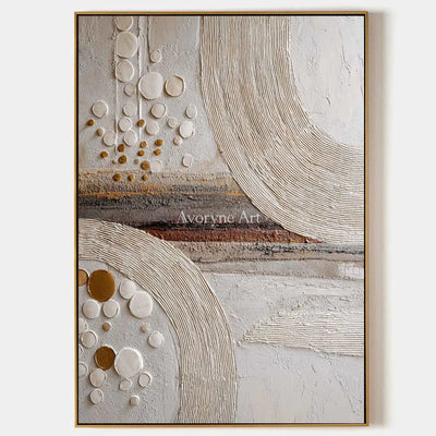 Circles Across Strata: White Textured Abstract Wall Art with Ridged Arcs — primary