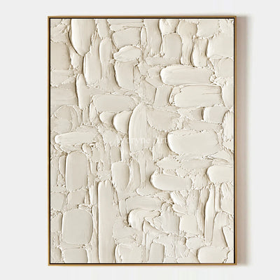 Ivory Mosaic: White Textured Blocks Wall Art — primary