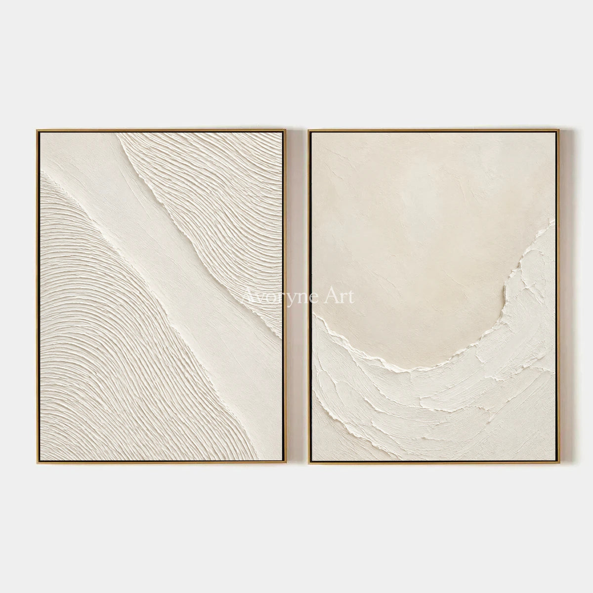 Ivory Driftways: White Textured Diptych Wall Art — primary