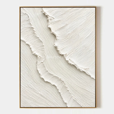 Ivory Slant: White Textured Folds Wall Art — primary