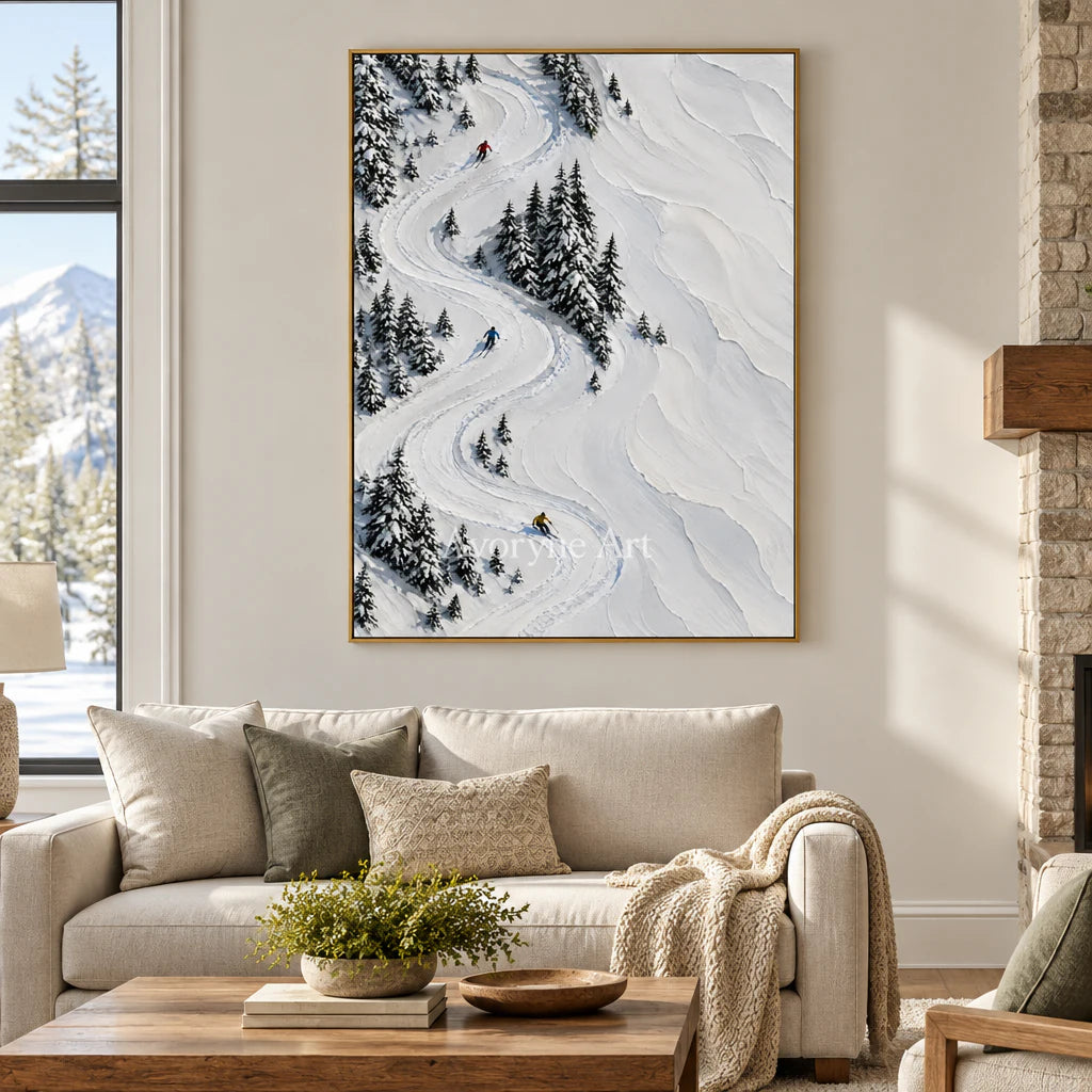 Snowbound Turns: White Winter Landscape Wall Art — living gold