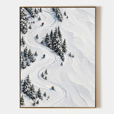Snowbound Turns: White Winter Landscape Wall Art — primary