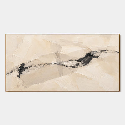 Pale Traverse: Wide Neutral Abstract Wall Art — primary