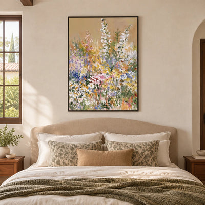 Ivory Quiet Interval: Wildflower Garden Art — bedroom black