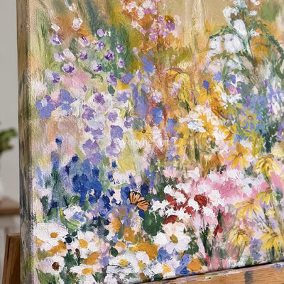 Ivory Quiet Interval: Wildflower Garden Art — detail easel