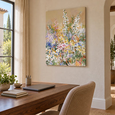 Ivory Quiet Interval: Wildflower Garden Art — office frameless