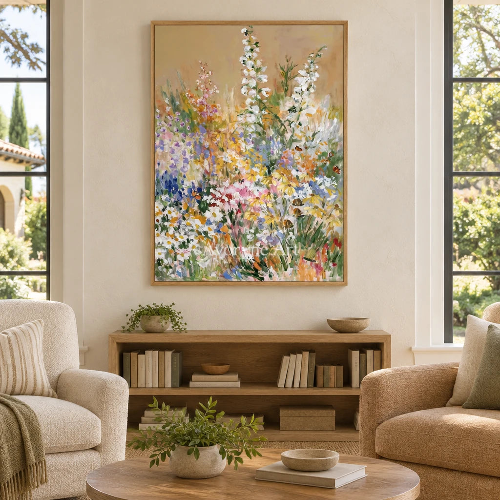 Ivory Quiet Interval: Wildflower Garden Art — villa wood