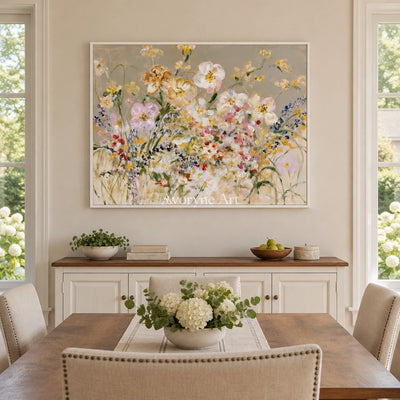 Ivory Quiet Reverie: Wildflower Garden Art — dining white