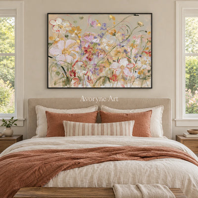 Ivory Quiet Verse: Wildflower Garden Art — bedroom black