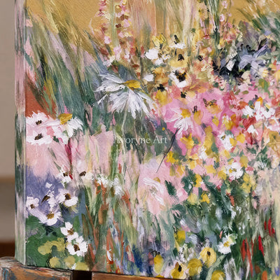 Ivory Quiet Cadence: Wildflower Garden Art — detail easel