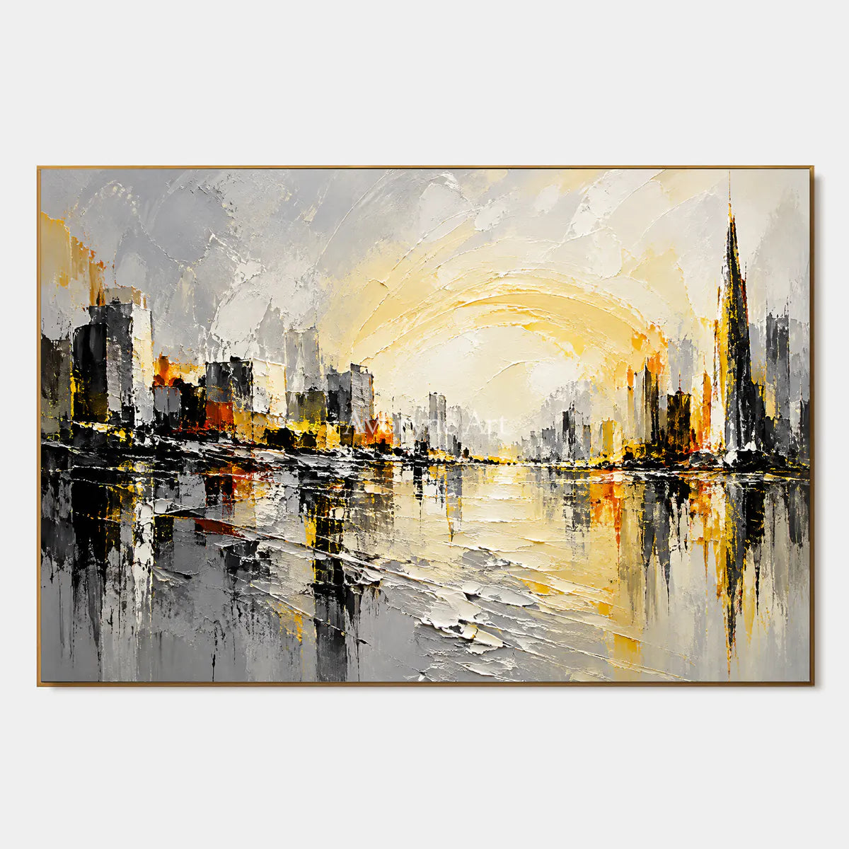 Luminous District: Yellow City Abstract Wall Art — primary