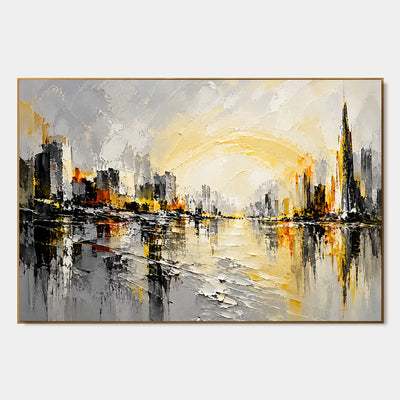 Luminous District: Yellow City Abstract Wall Art — primary