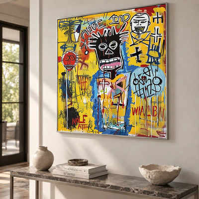 Restless Assembly: Yellow Graffiti Figure Wall Art — entry silver
