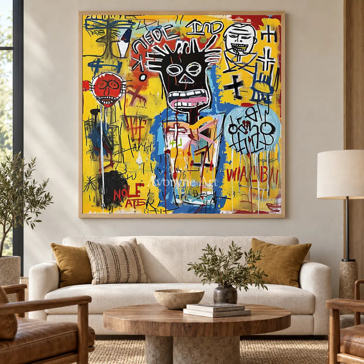 Restless Assembly: Yellow Graffiti Figure Wall Art — hotel wood