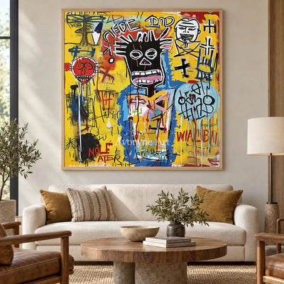 Restless Assembly: Yellow Graffiti Figure Wall Art — hotel wood