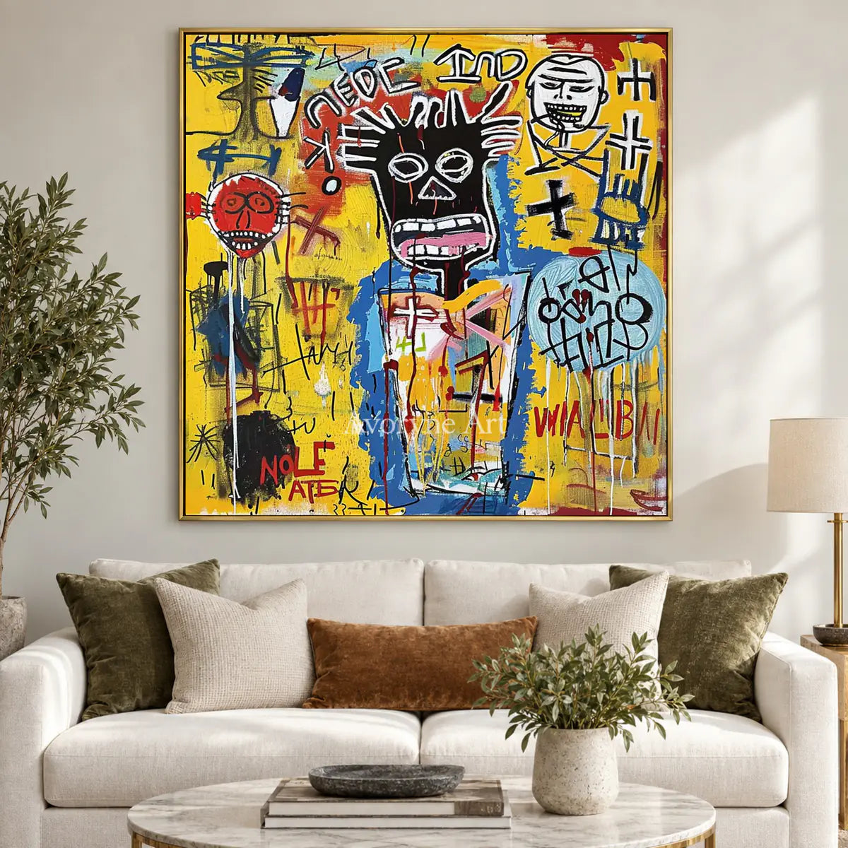 Restless Assembly: Yellow Graffiti Figure Wall Art — living gold