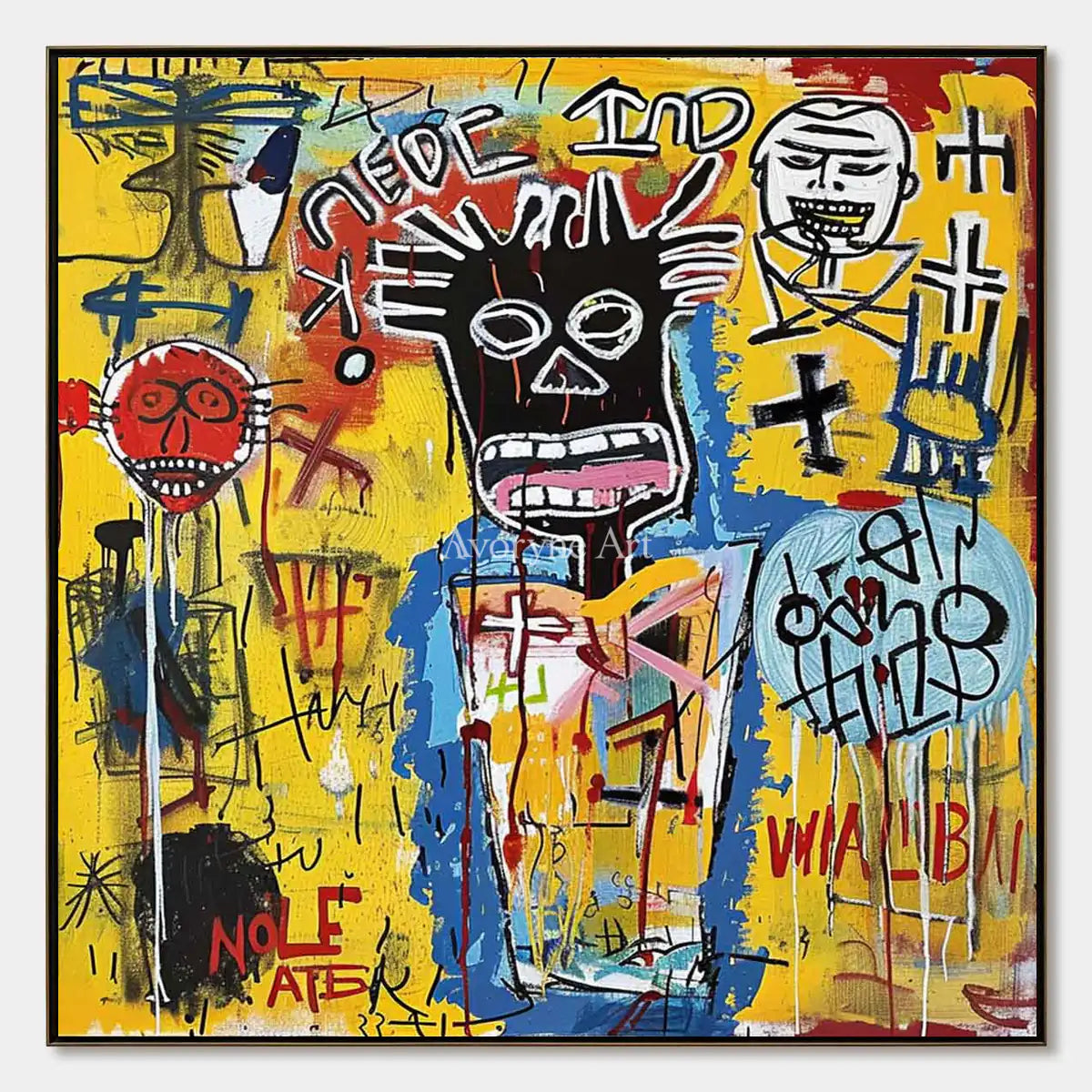 Restless Assembly: Yellow Graffiti Figure Wall Art — primary