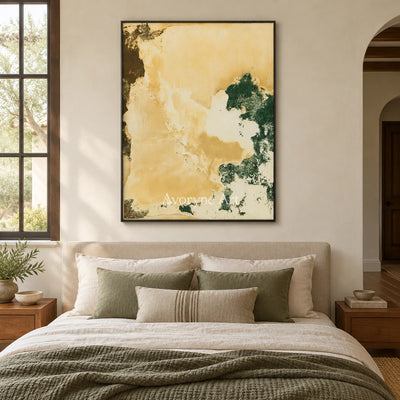 Ivory Open Refrain: Yellow Green Abstract — bedroom black