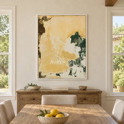 Ivory Open Refrain: Yellow Green Abstract — dining white
