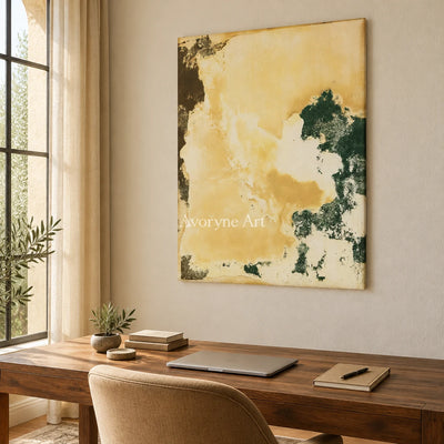 Ivory Open Refrain: Yellow Green Abstract — office frameless
